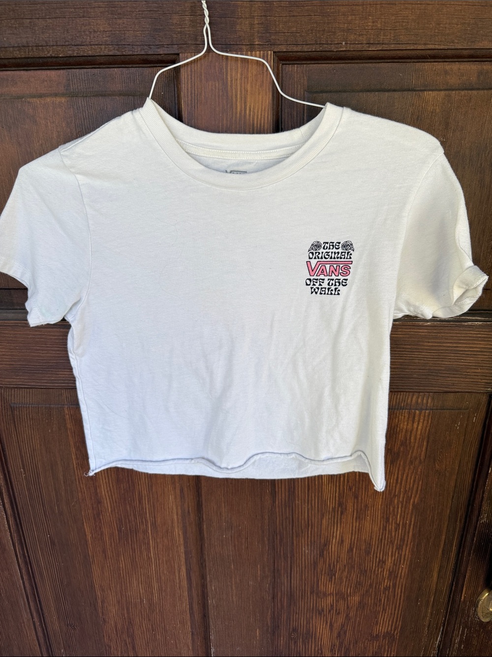 Vans White Crop Tee with Small Chest Logo